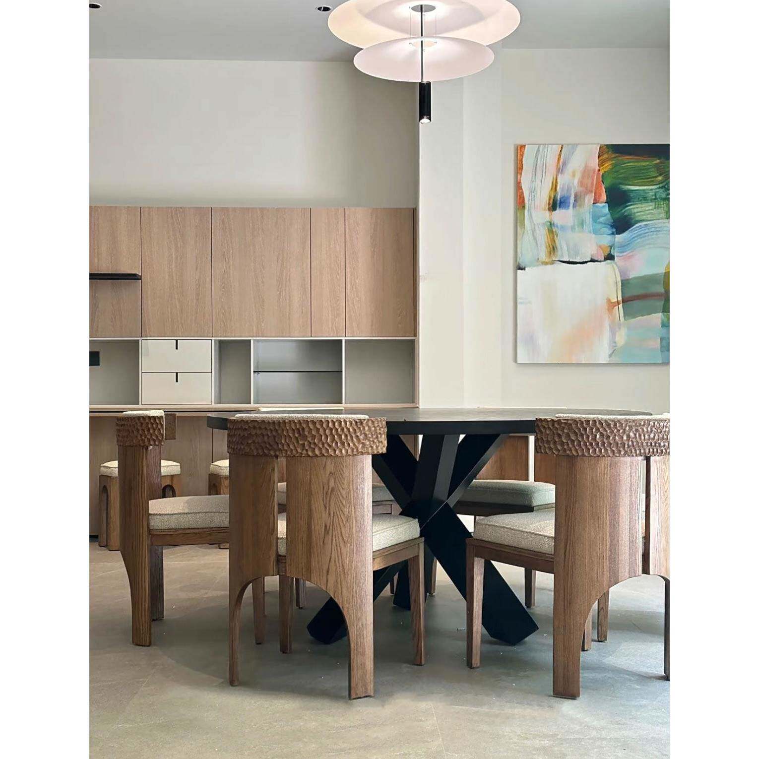 中古风实木家用复古餐椅 简约新古典接待咖啡厅椅子阳台休闲椅