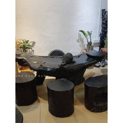 天然禅意夫根雕流水茶台树家用沉木阳台功茶桌根椅组合茶UDB室阴