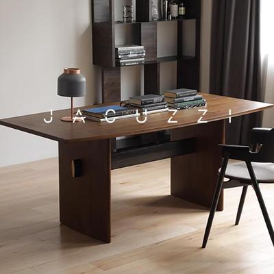 北美白橡木餐桌全实木侘寂风饭桌简约原木大板茶桌书桌一体办公桌