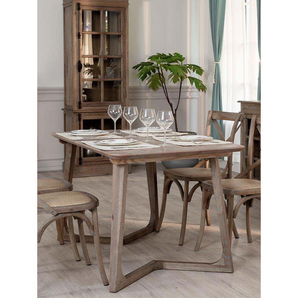 【清仓特价】美式乡村覆古实木餐桌椅家用小户型简约白橡木家具