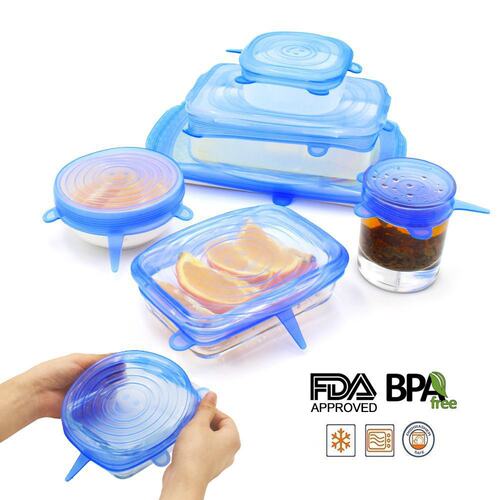 6件套硅胶厨房保鲜盖冰箱碗盖子食品级 密封硅胶盖 stretch lid