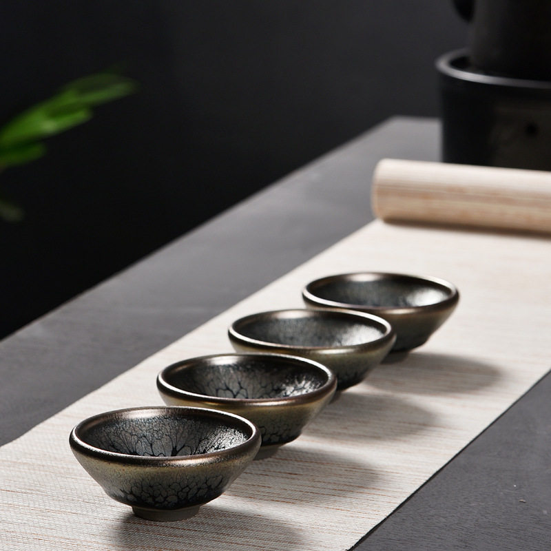 天目建盏 品茗杯油滴天目茶盏天然原矿釉铁胎陶瓷功夫茶杯子