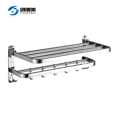 加厚304不锈钢毛巾架免打孔卫生间置物架浴室折叠浴巾架墙壁挂件
