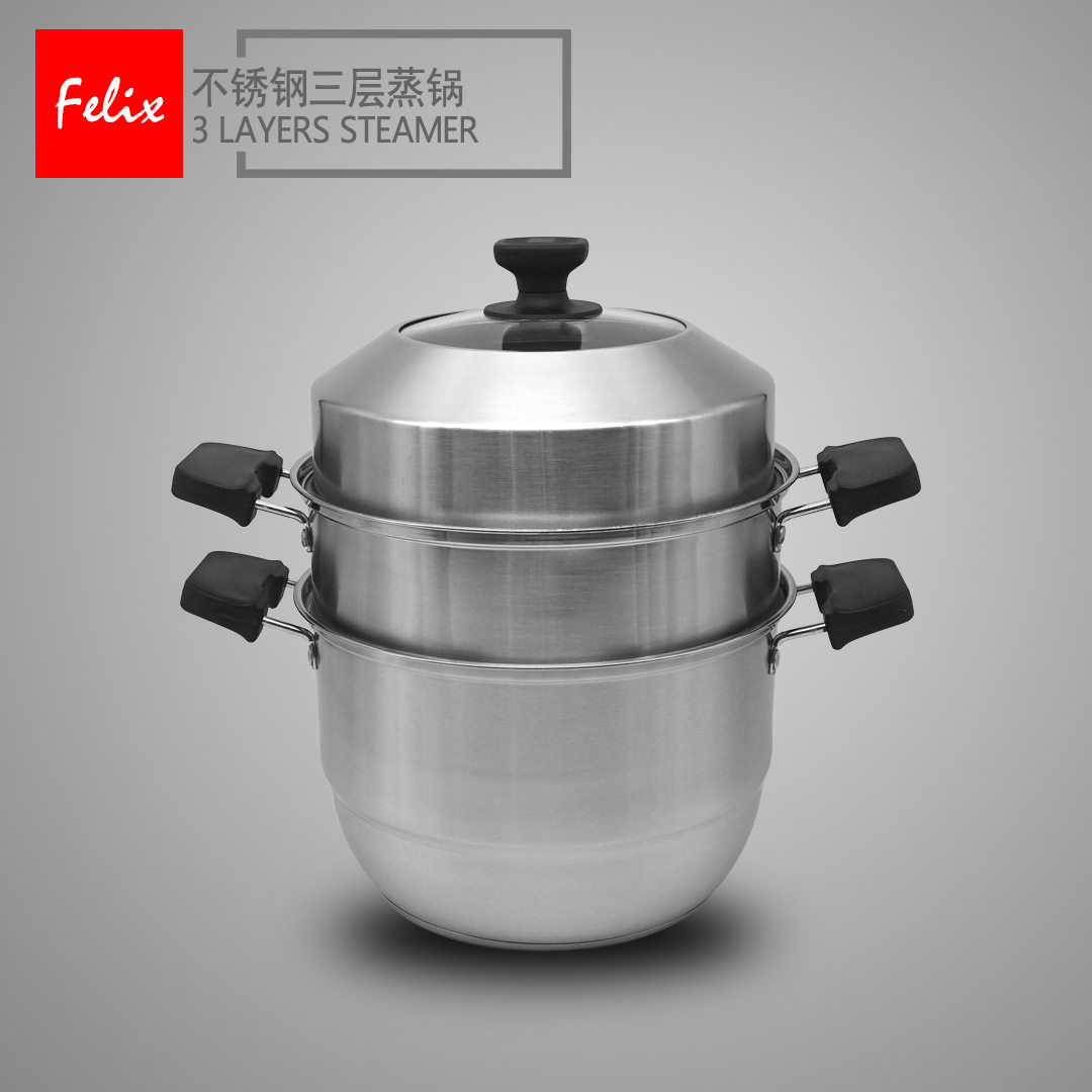 礼品赠品不锈钢蒸锅单篦双篦双层二层三层汤锅加厚复底汤锅促销