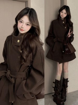 韩系高级巨好看短款毛呢外套女秋冬季2025新款小个子气质呢子大衣