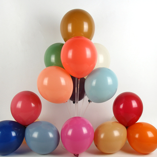 12寸大号加厚亚光珠光马卡龙复古色气球泡泡野餐布置场景装饰汽球