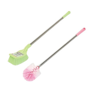 不锈钢柄卫生刷 长柄圆球刷 圆形方头扁马桶厕所刷 痰盂刷子