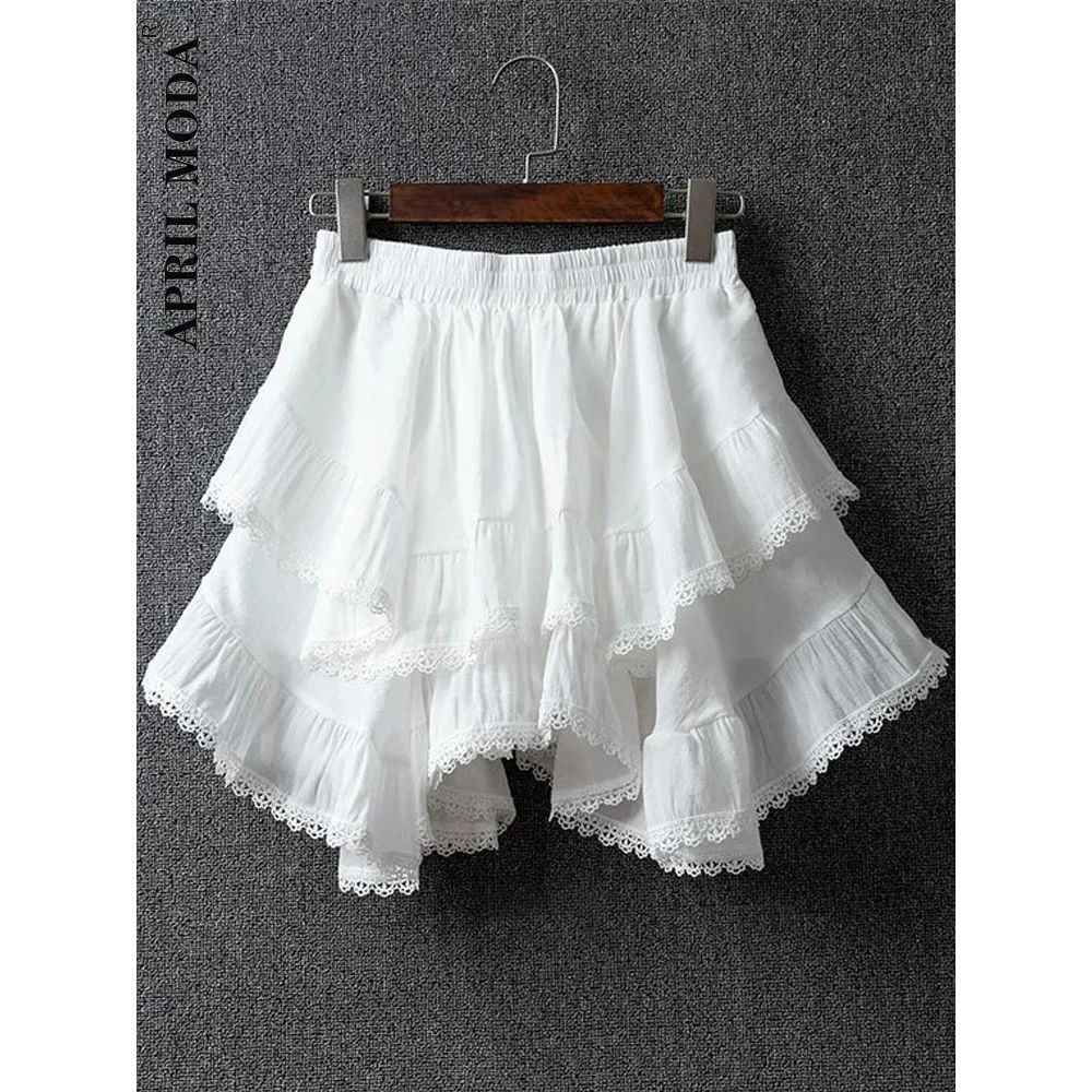 Irregular Ruffle Kawaii Mini Summer Skirts Women Faldas Muje