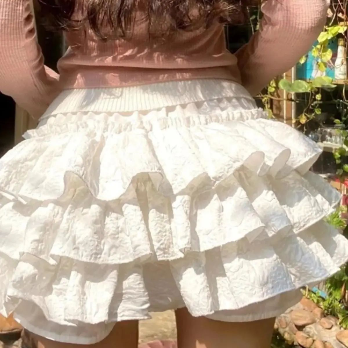 Kawaii Ball Gown Short Skirt Pleated Ruffles Layered High Wa