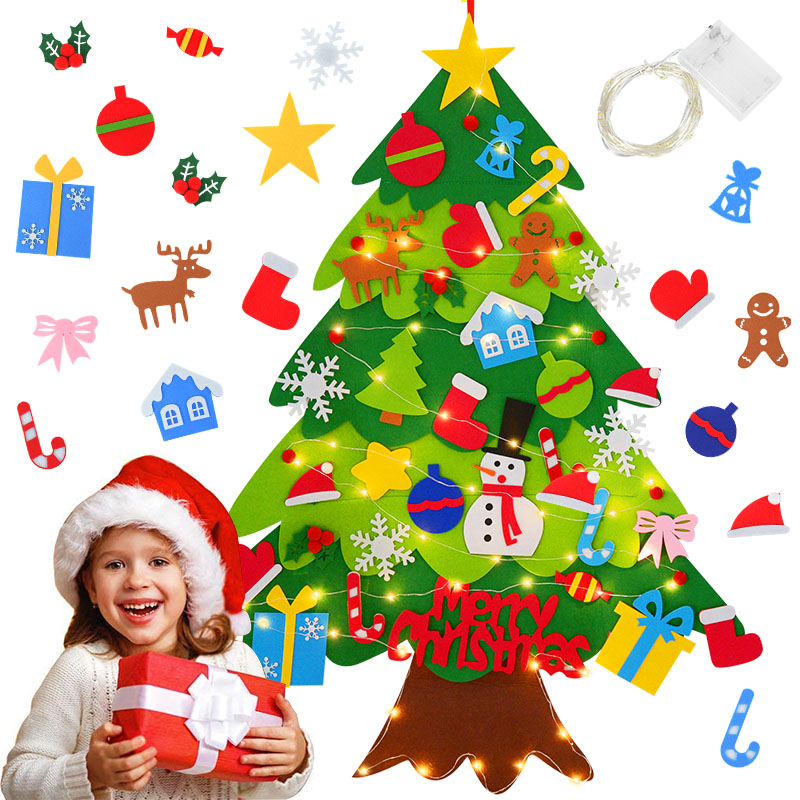 diy felt christmas tree with led light new year kids gift to
