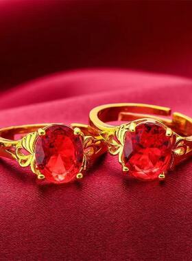 红色戒指白钻女士百搭时尚