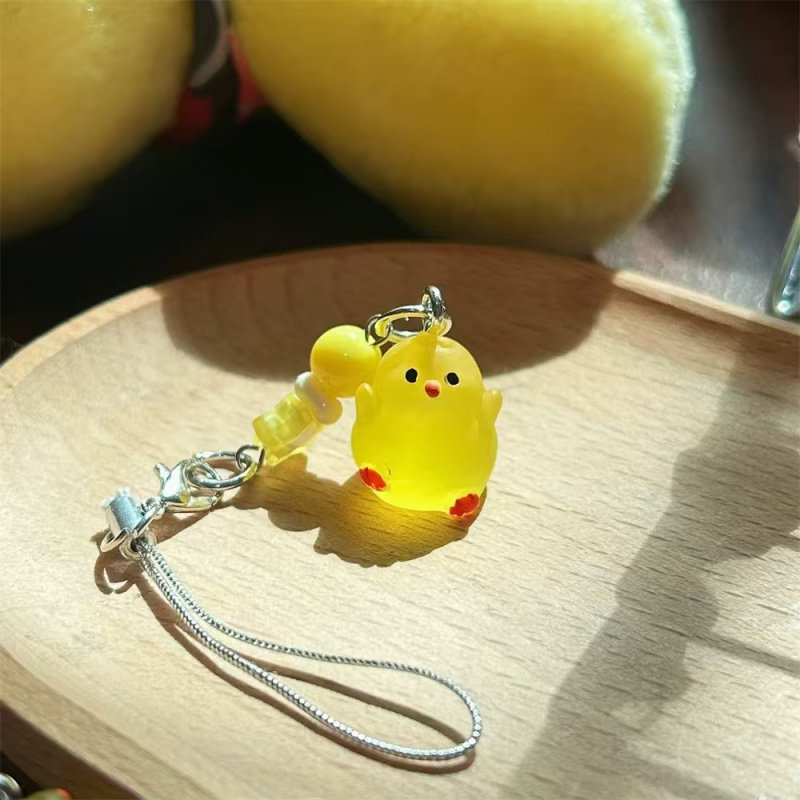 原创小众卡通可爱软萌小鸡手机链