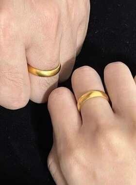 新款男女通用金色素圈戒指