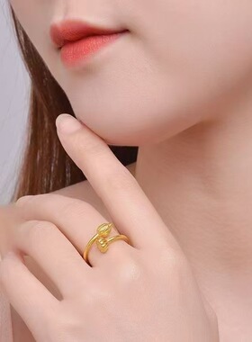 新款金色两世欢莲蓬戒指