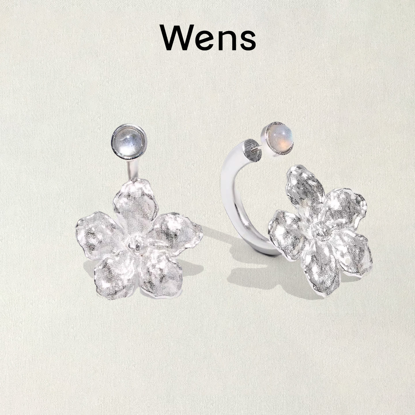 Wens【明星同款】花神系列金银色立体花朵耳环春夏女小众耳饰礼物