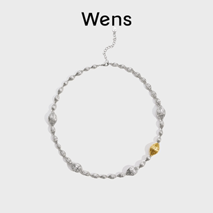Wens新中式 植物系列金银种子金属串珠项链女高级520情人节礼物