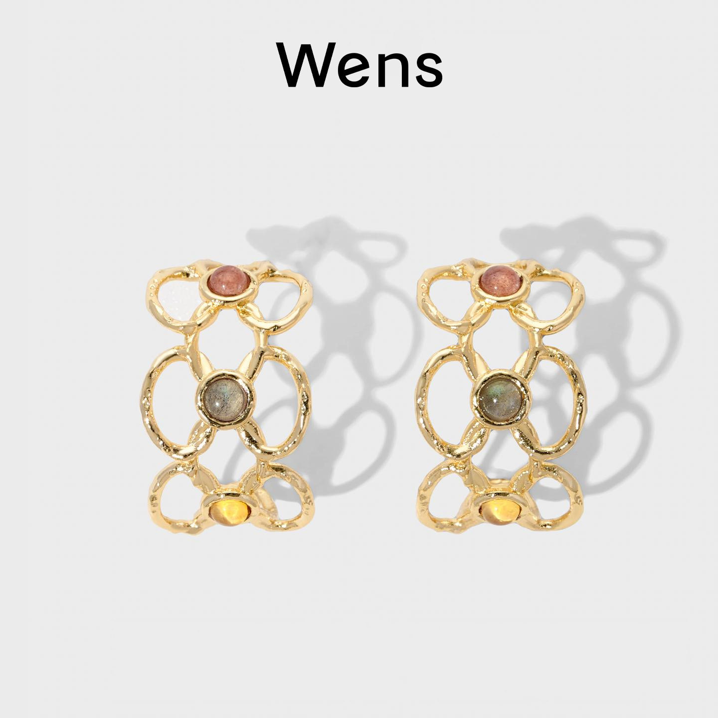Wens【明星同款】花神镂空花朵圈圈耳环女金银高级感百搭度假耳饰