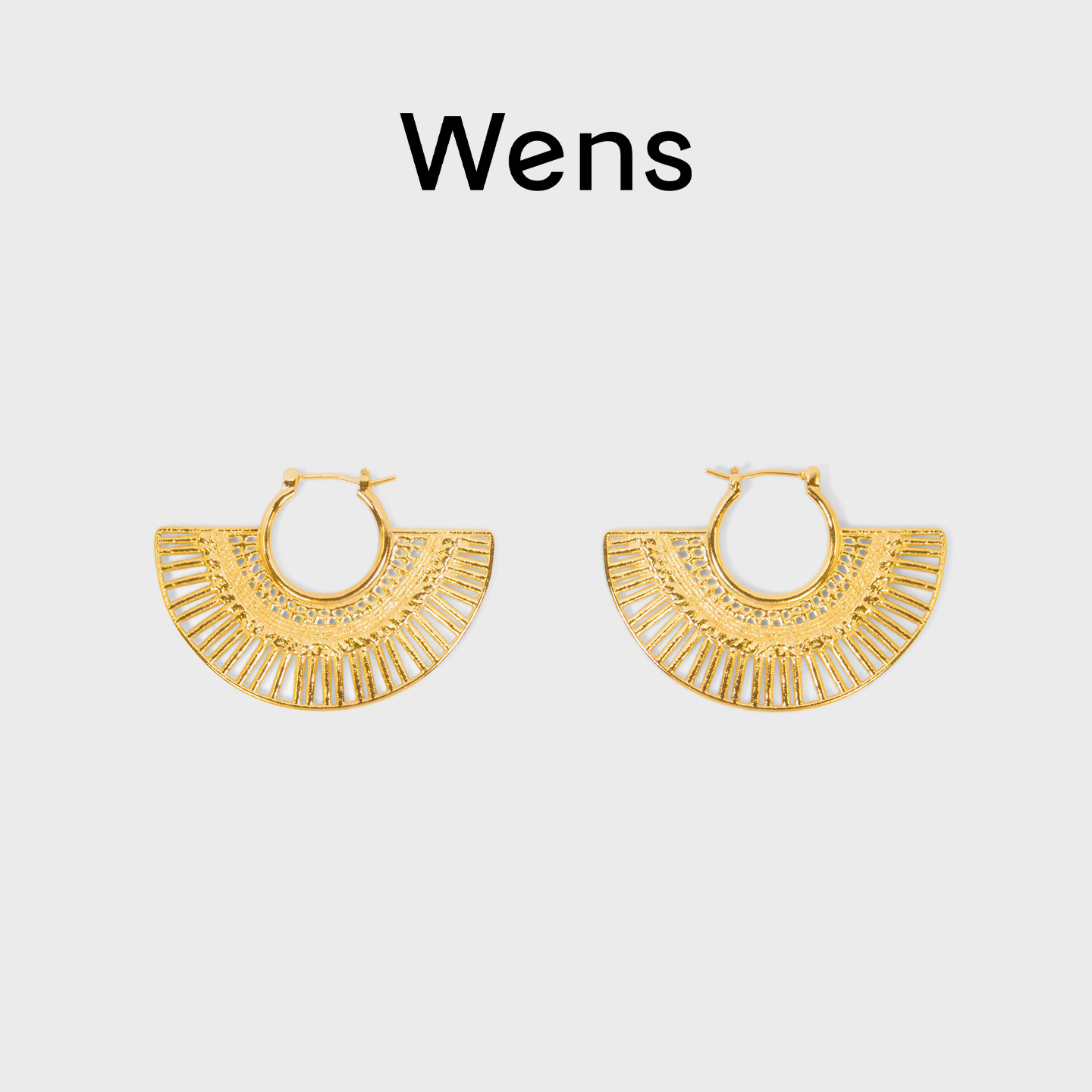 Wens编织系列镂空扇形耳环女