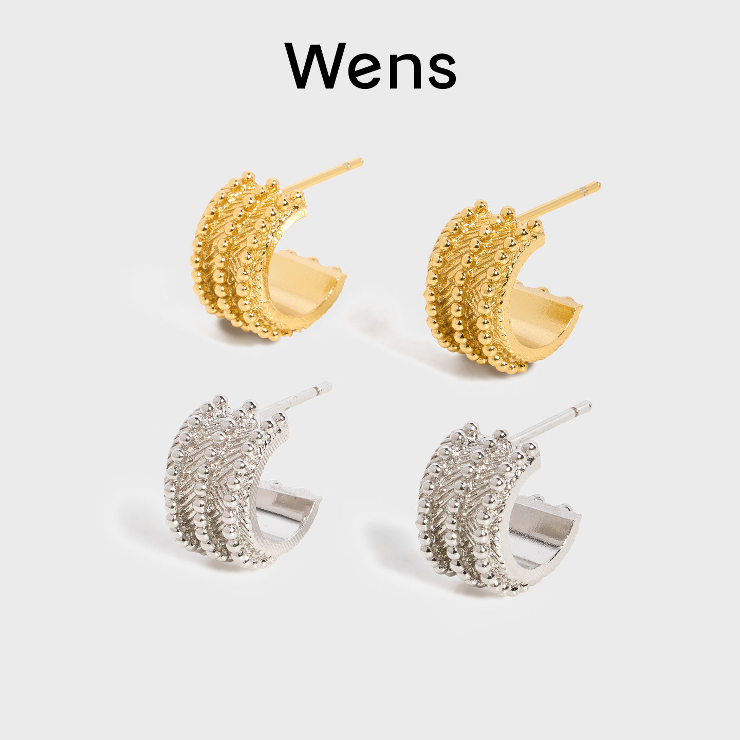 Wens部落图腾珠珠纹理小耳圈耳饰项链女金银双色度假风送女友,饰品/流行首饰/时尚饰品新,耳环,淘宝优惠券,粉丝福利购,淘宝优惠卷