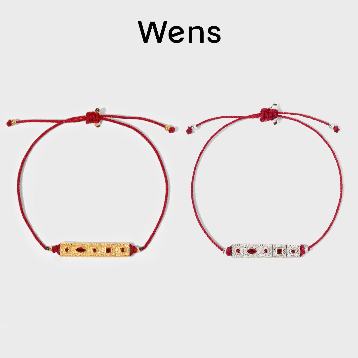 【新品】Wens石来运转小金牌红绳手链女金银双色新年圣诞生日礼物