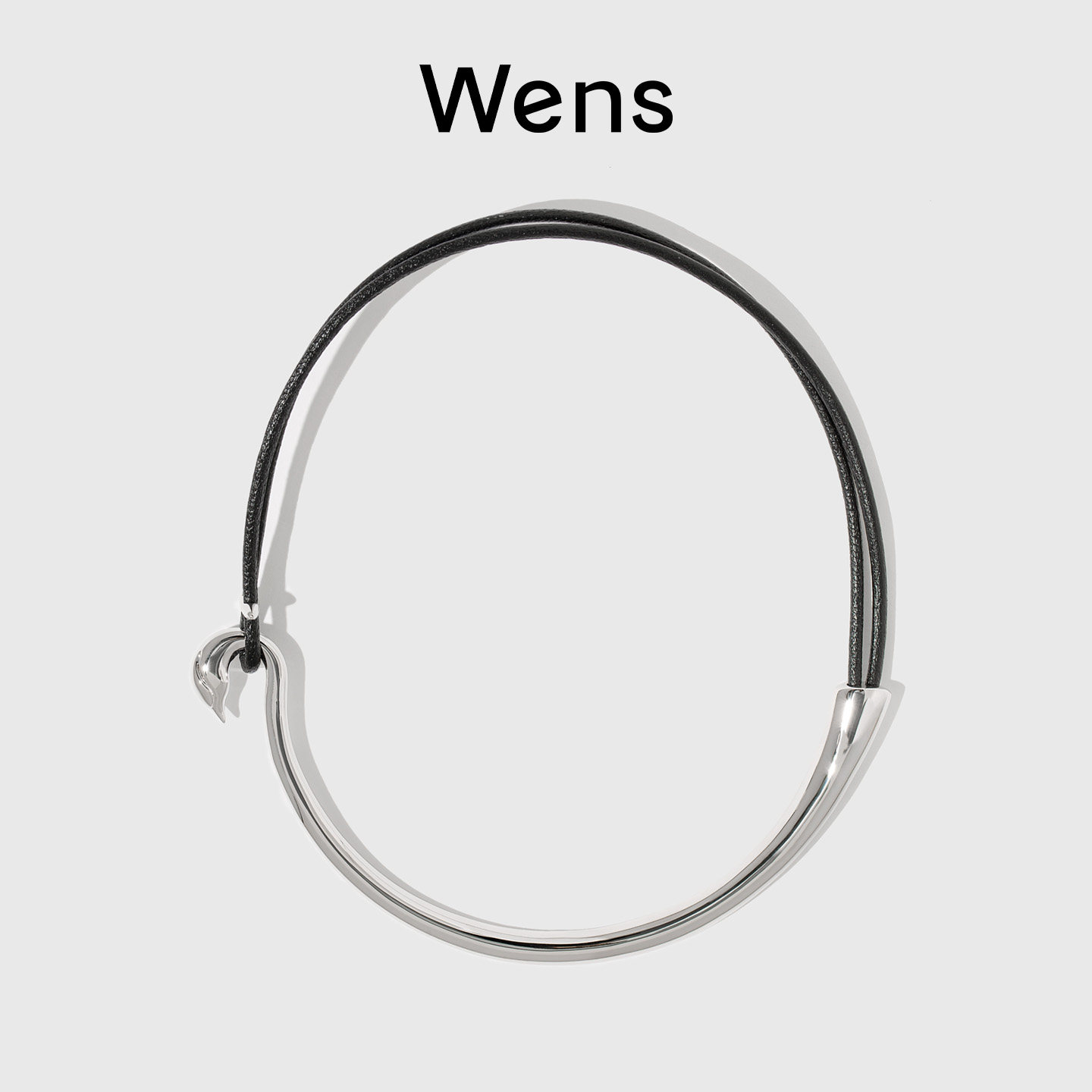 Wens飞鸟黑色皮绳银色项圈项链女原创小众设计感银色高级感颈链