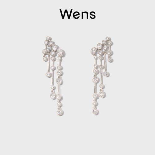 Wens星辰系列流星锆石长耳环