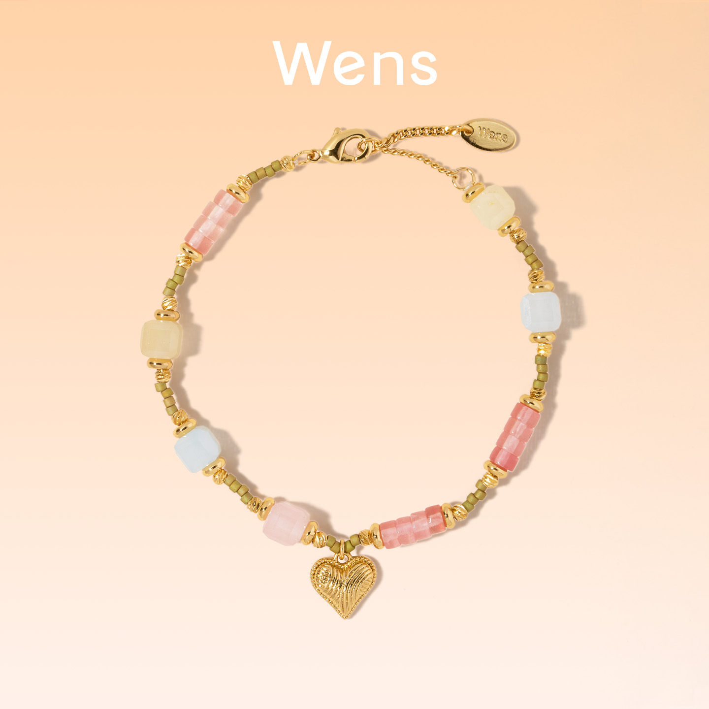 Wens「我的心」糖果彩串珠手链女