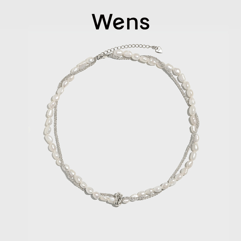 Wens明星同款淡水珍珠双层项链图片