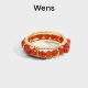 新年礼物 Wens抱福金属串红玛瑙戒指红绳原创高级本命年红指环