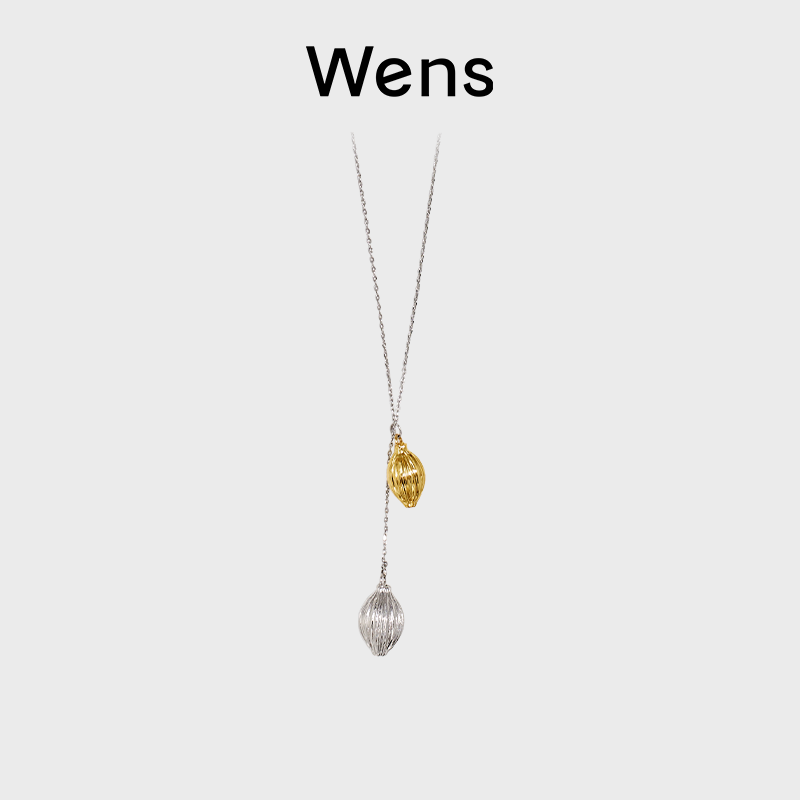 Wens新中式植物系列金银分色种子可调节长项链休闲百搭毛衣链女