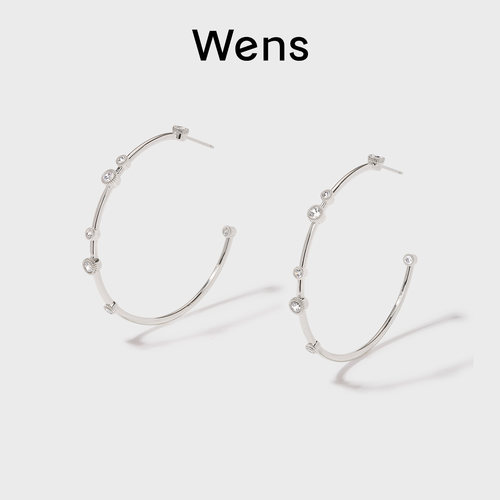 Wens星辰星芒锆石大耳圈闪耀