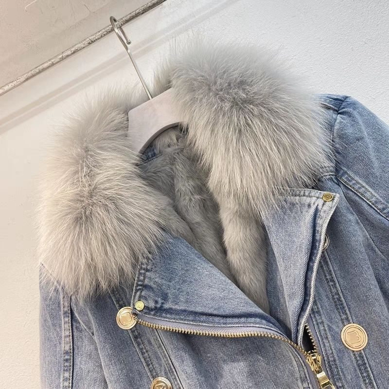 可拆卸加绒加厚牛仔派克