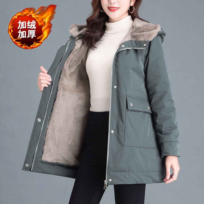 加绒加厚】连帽派克服女