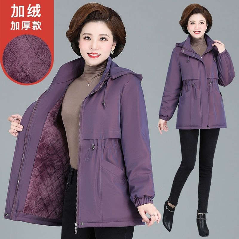 妈妈外套加绒加厚派克服