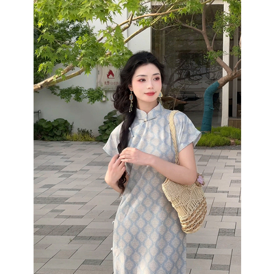 故双栖【纸鸢】新中式古法全开襟绝美旗袍女夏日常国风大码连衣裙
