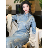 故双栖 古法旗袍少女全开襟复古秋冬2024新款 山黛远 日常新中式