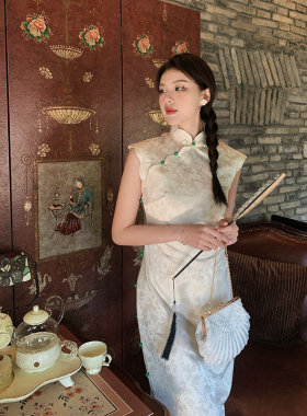 故双栖【白桦林】无袖白色旗袍女夏季新款2024年轻款少女日常可穿