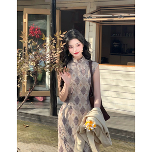 故双栖【苏溪亭】日常无袖旗袍女改良年轻款特别漂亮的掐腰连衣裙