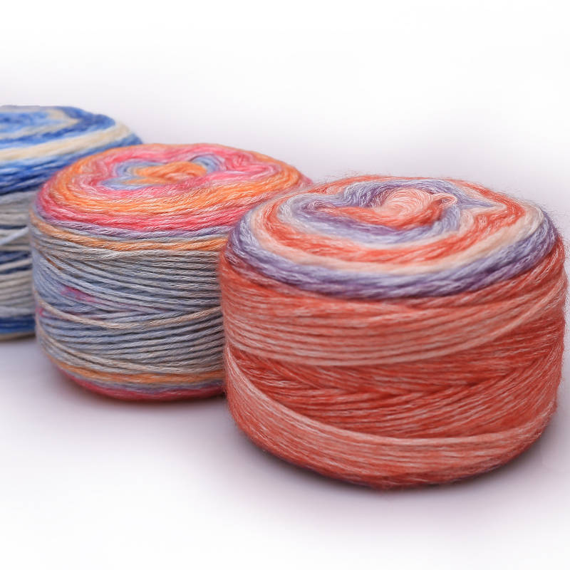 渐变马海毛粗毛线手工围巾毛衣