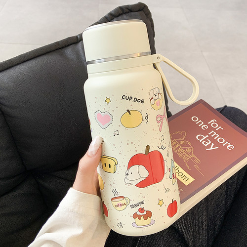 可爱保温杯女生大容量水杯2025新款高颜值办公室泡茶直饮杯子带盖