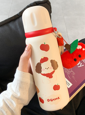 三饮保温杯女生高颜值带盖吸管水杯2025新款可爱便携学生双饮杯子