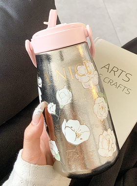 钛杯纯钛保温杯女生高颜值带吸管水杯女新款2025便携女士泡茶杯子