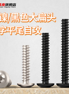 M3M3.5M4镀镍黑色十字大扁头平尾自攻螺丝螺钉*5x6x8x10x12mm