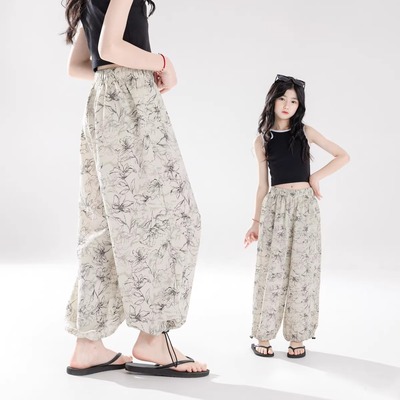 女童冰丝水墨画夏季防蚊裤长裤