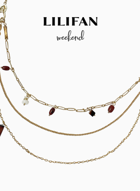 LILIFAN莉莉梵 花生纹路彩色宝石叠戴项链 日常休闲链条饰品项链