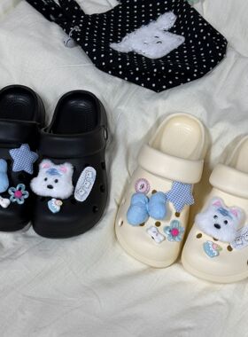 卡通可爱洞洞鞋男女户外厚底沙滩凉拖鞋夏季外穿透气包头拖鞋