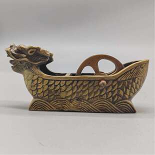 古玩仿古老式龙纹墨斗摆件复古铜仿民国古董墨斗收藏工艺品