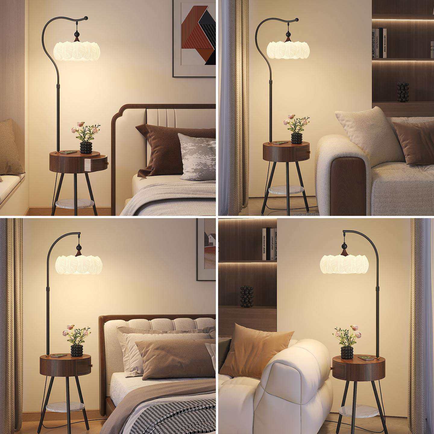 法式中古风卧室落地灯全光谱护眼复古客厅沙发边几置物灯中山灯具