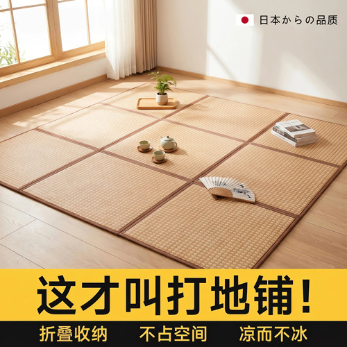 加厚冰藤凉席榻榻米床垫可折叠