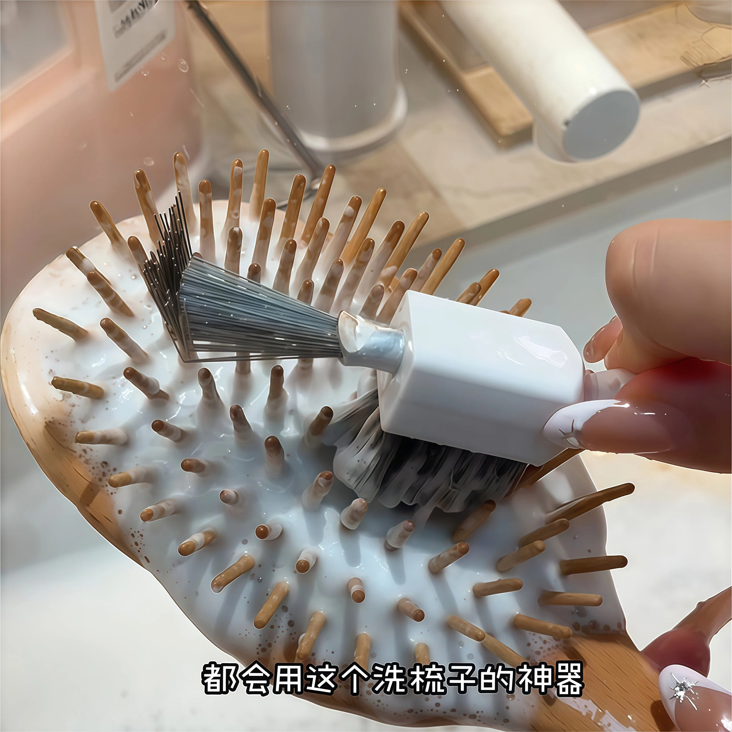 通吃各类梳子！梳子清洁工具多功能清洗刷气囊梳清理刷毛发清洁爪